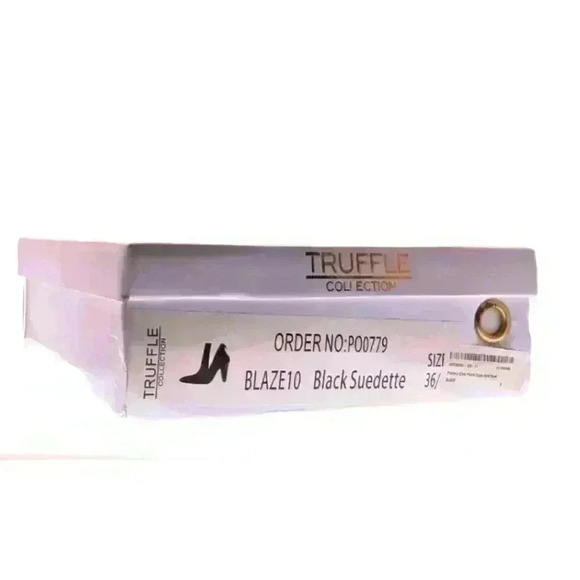 Truffle Collection Womens Hide & Seek Black Vegan Suede Cone Heel Bootie - Picture 6 of 7